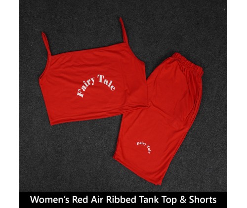 Women's Red Air Ribbed Tank Top & Shorts